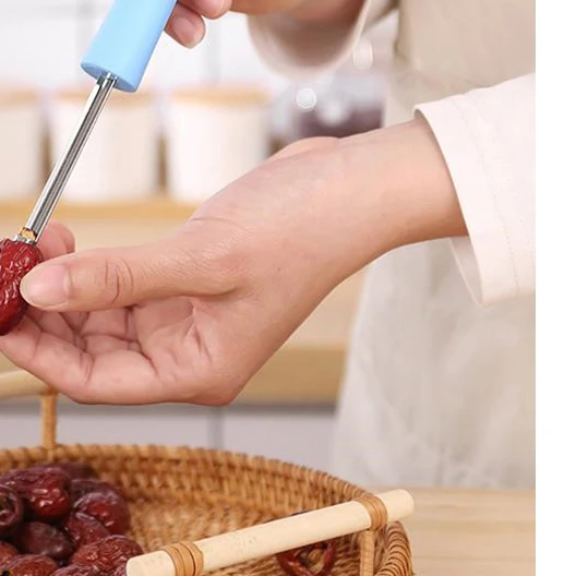 1 قطعة فاكهة من الفولاذ المقاوم للصدأ أخذ العينات الحمراء الكرز الكمثرى أخذ العينات الجوفية الفاكهة البذور الأساسية مزيل سكين الفاكهة الخضار أدوات #5