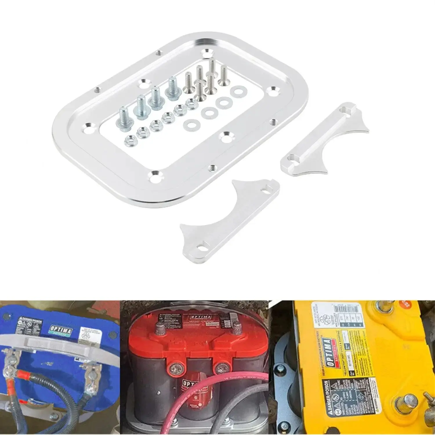 

Battery Relocation Holder Tray/Hold Down Mount Bracket For Optima D34 34/78 Battery Sizes Billet Battery Tray Car Parts