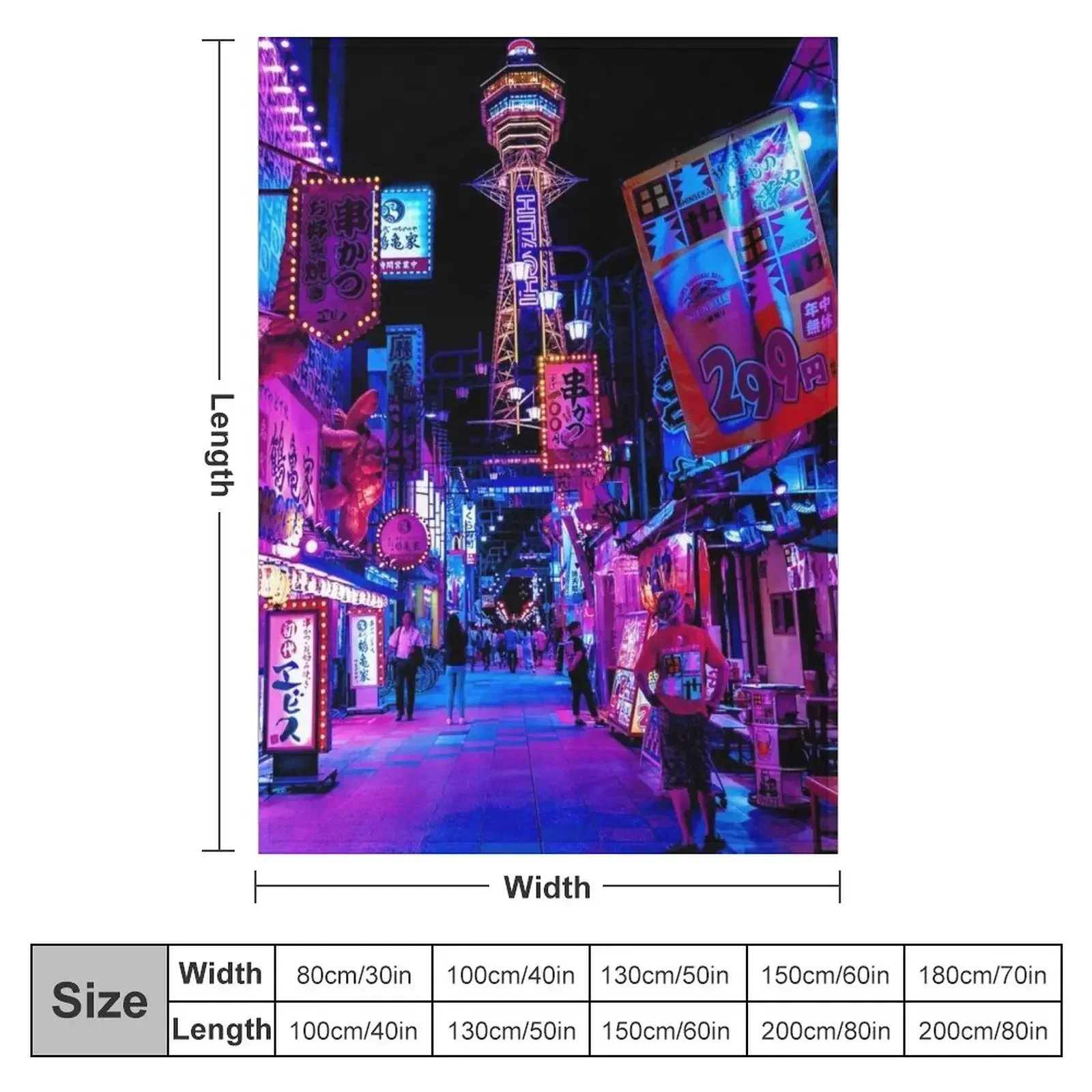Osaka's Neon Paradise Throw Blanket couch cozy soft plush fuzzy picnic outdoor blanket