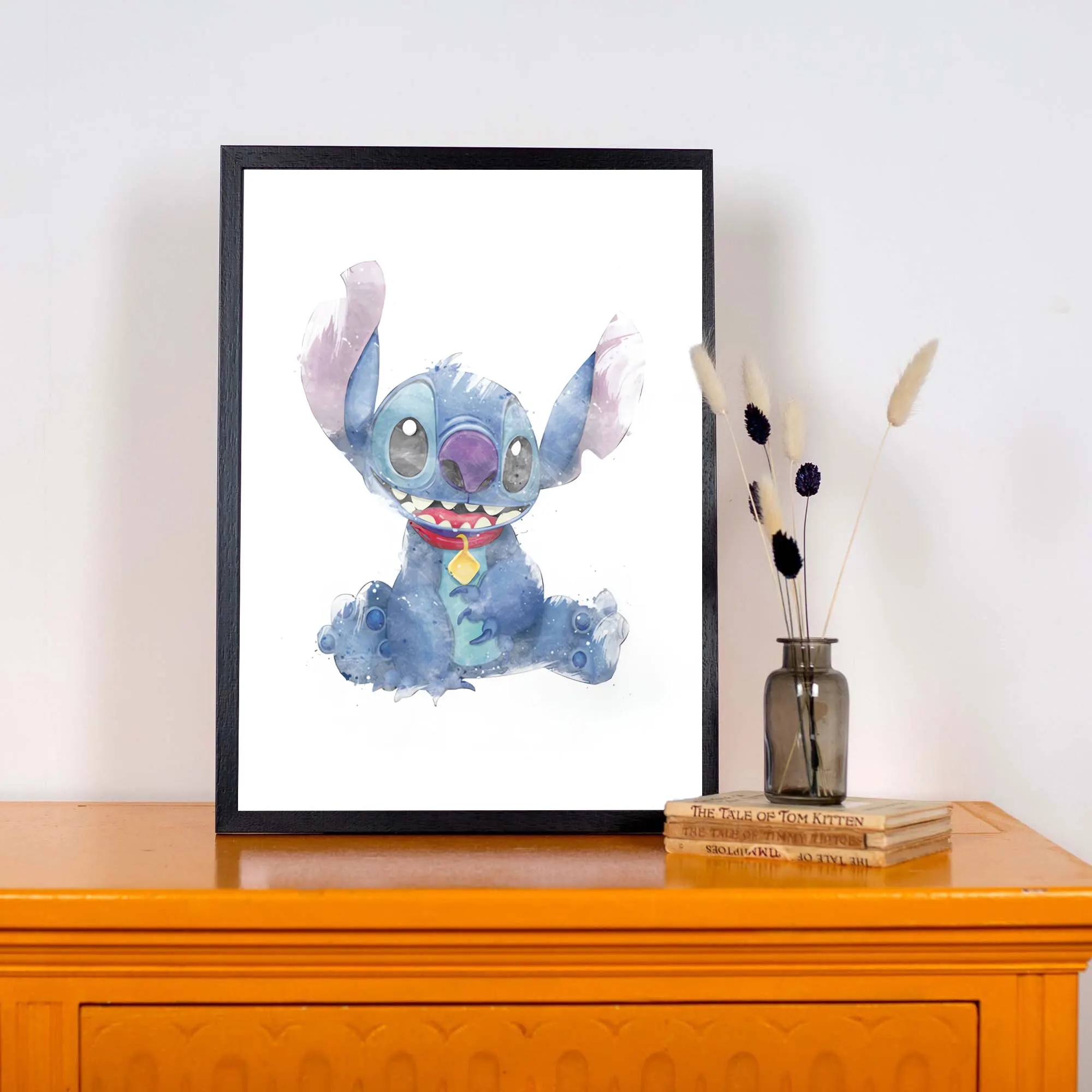 

MINISO Stitch wall art Stitch prints Lilo and Stitch Disney style home decor Lilo and Stitch nursery nursery watercolor painting
