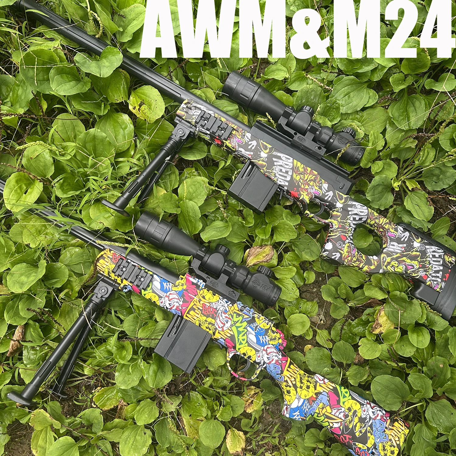 2025年新型AWMとM24クラシックマニュアルサイドプルモード迷彩柄ポップアップマガジンは、7-8mmのゲルボールトイガンを発射できます