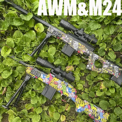 La nuova rivista pop-up con motivo mimetico in modalità di trazione laterale manuale classica Awm e M24 del 2025 può lanciare la pistola giocattolo con sfera di gel da 7-8 mm