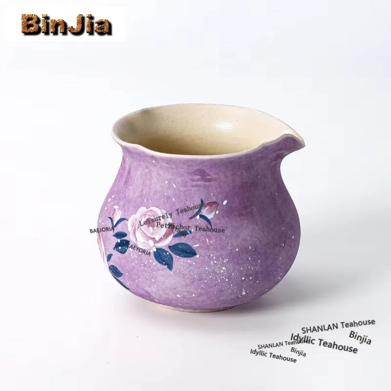 

150ml Hand-painted Rose Powder Yin Tea Pitcher Divide Tea Cha Hai Dispenser Justice Cup Fair Mug Chinese Tea Set Craft Supplies