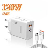Total 120W USB GaN Charger Type C Fast Charging PD Mobile Phone Quick Charge Wall Adapter for IPhone 15 Pro Xiaomi Samsung S24