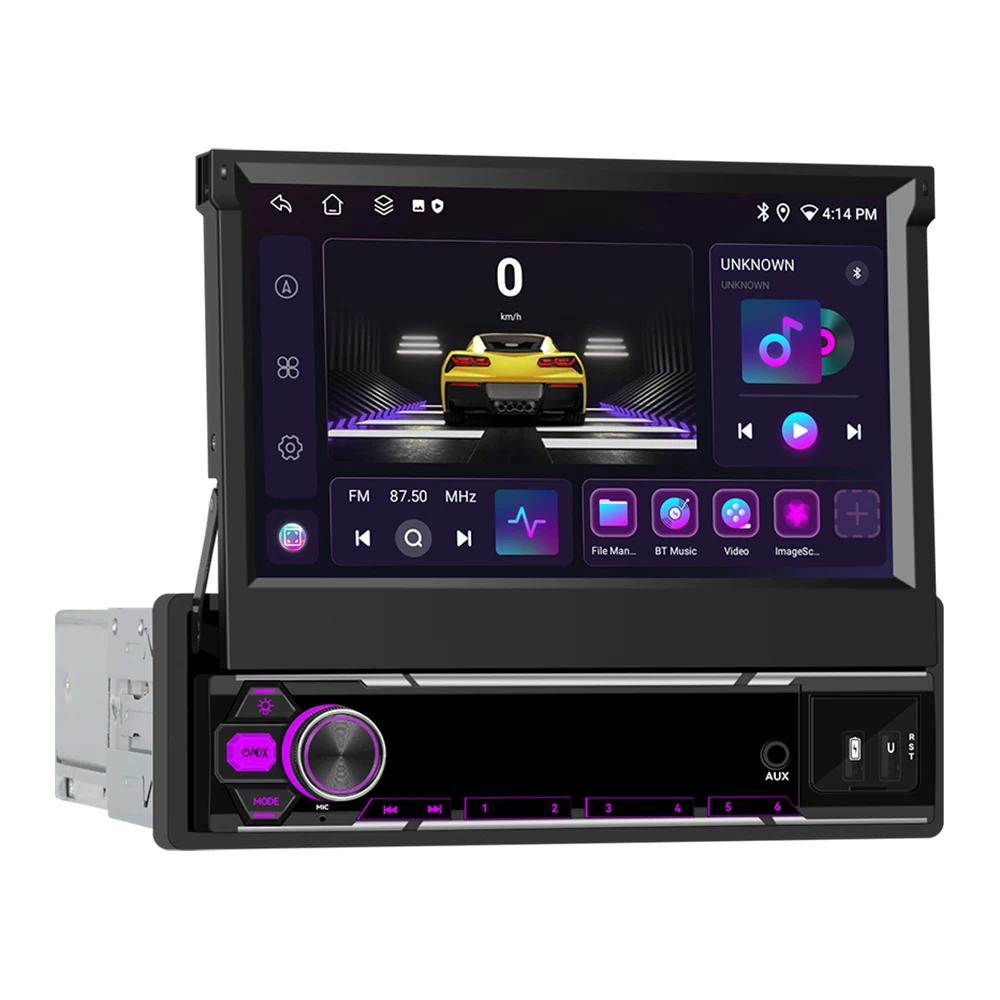 Podofo 1DIN 6+128G Auto Intelligent Systeem Carplay Android Auto GPS Mirror Link WIFI GPS FM Auto Audio Handmatig Telescopisch Scherm - afbeelding 2