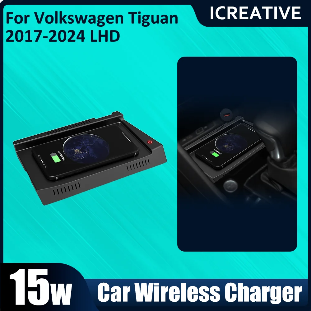 

Car Wireless charging pad ForVolkswagen TiguanMK2 2017 2018 2019-2024 phone charger mobile holder fast charge Accessories tuning