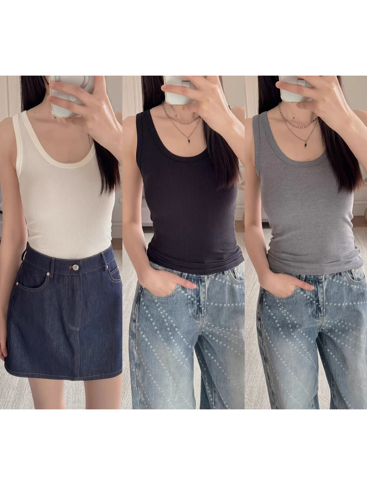 

Женская майка-топ с U-образным вырезом, облегающая, с лоскутным дизайном, из смесового шелка, эластичная, стандартной длины, из смесового волокна