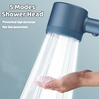 5 Modes Adjustable Shower Head High Pressure Showerhead Water Saving With Massage Filter Shower Hook Hose Bathroom Accessories