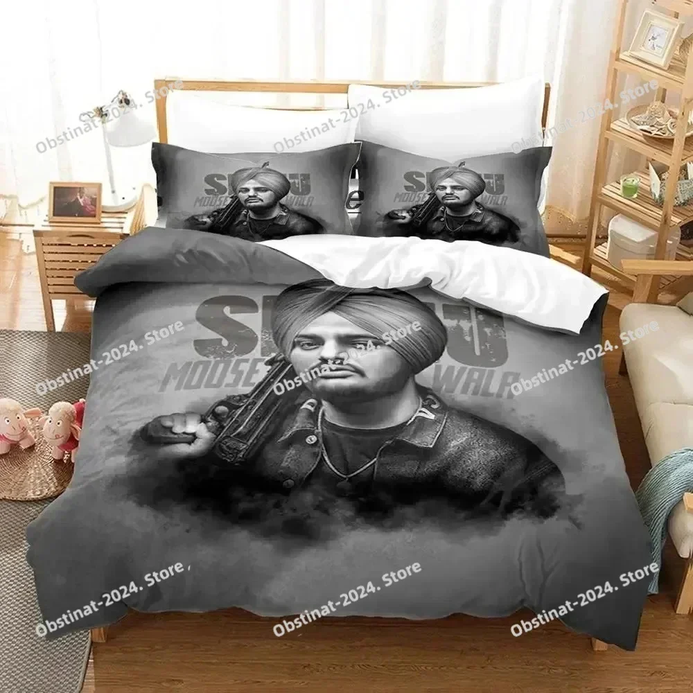 3D Sidhu Moosewala RIP Bedding Set Printed single Comforter Quilt Bed Cover Duvet Cover Pillow Case 3 Pieces Set Kids Adult Size
