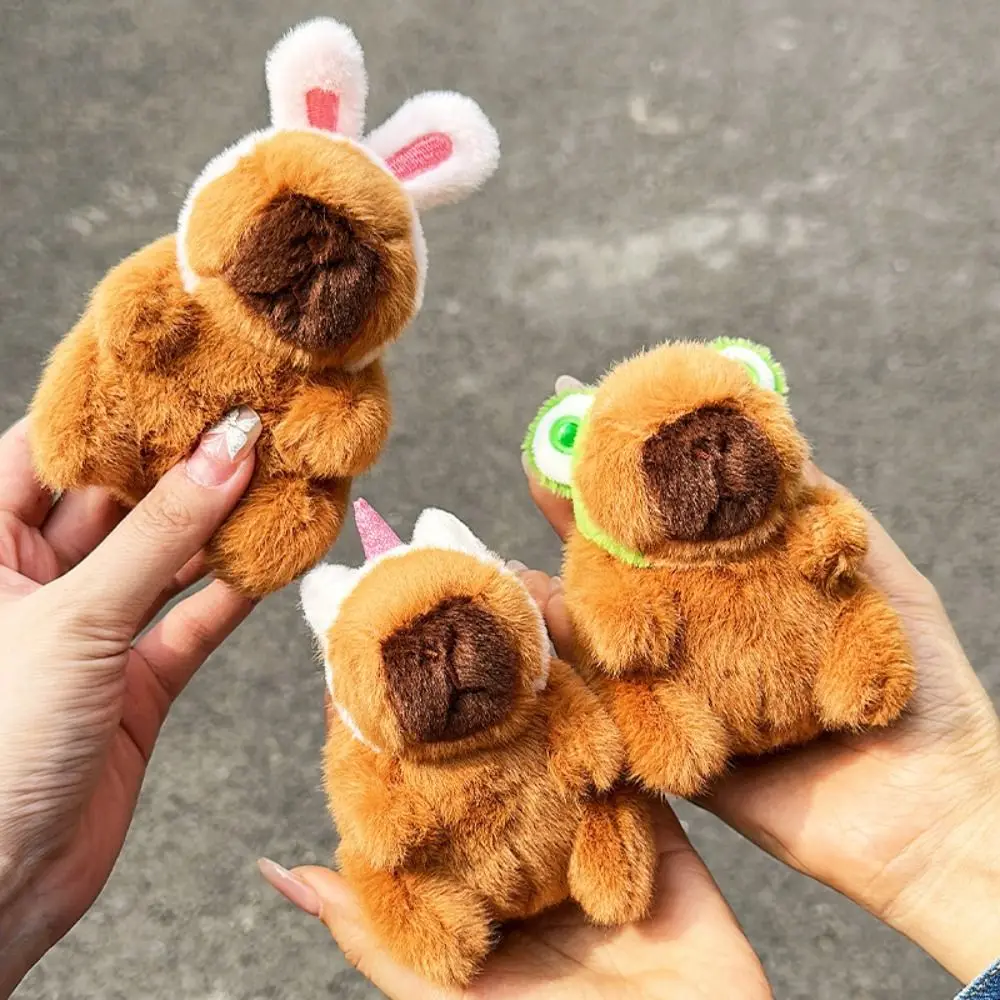 

Забавный мягкий брелок для ключей с капибарой, переодевание в виде лягушки, плюшевый кулон с капибарой, брелок с кроличьим мехом, мультяшный брелок с животными для девочек