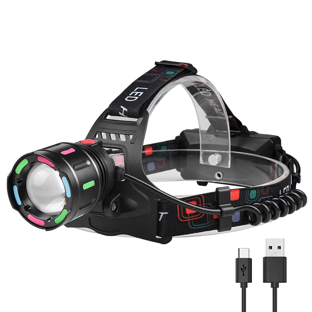 야외 캠핑 러닝 사이클링 낚시용 LED 헤드램프, IPX4 방수 손전등, 4 가지 모드 헤드 라이트, 90 도 조절 가능
