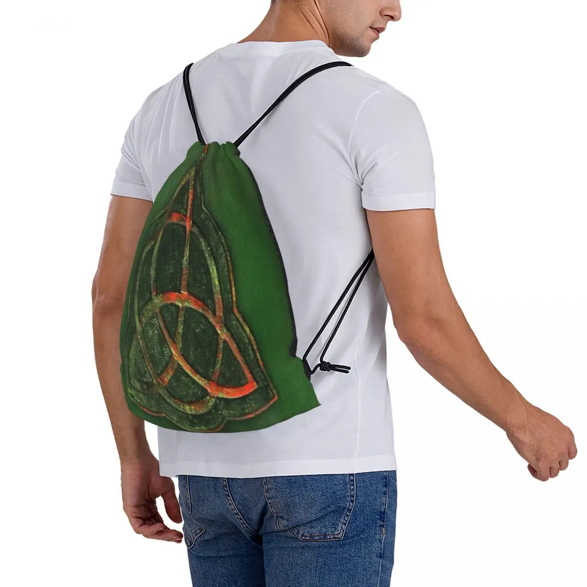 Mochila escolar con diseño de libro de sombras para hombre, morral con cordón, harajuku, Verano