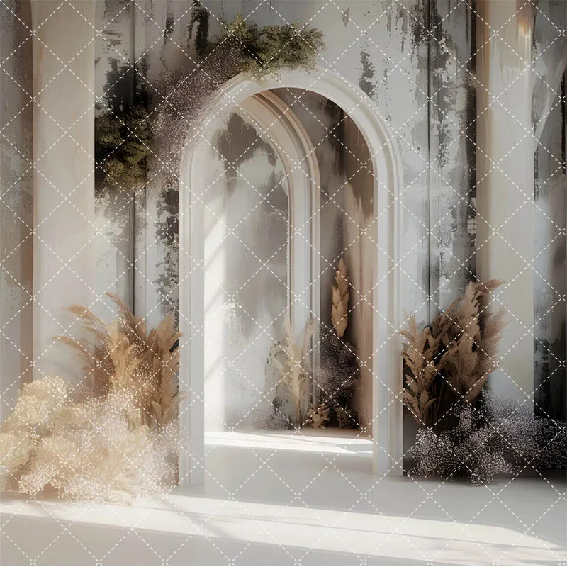 Mehofond Maternity Arch Door Photography Backdrop for Baby Shower Vintage Old Wall Wedding Party Photo Background Photocall