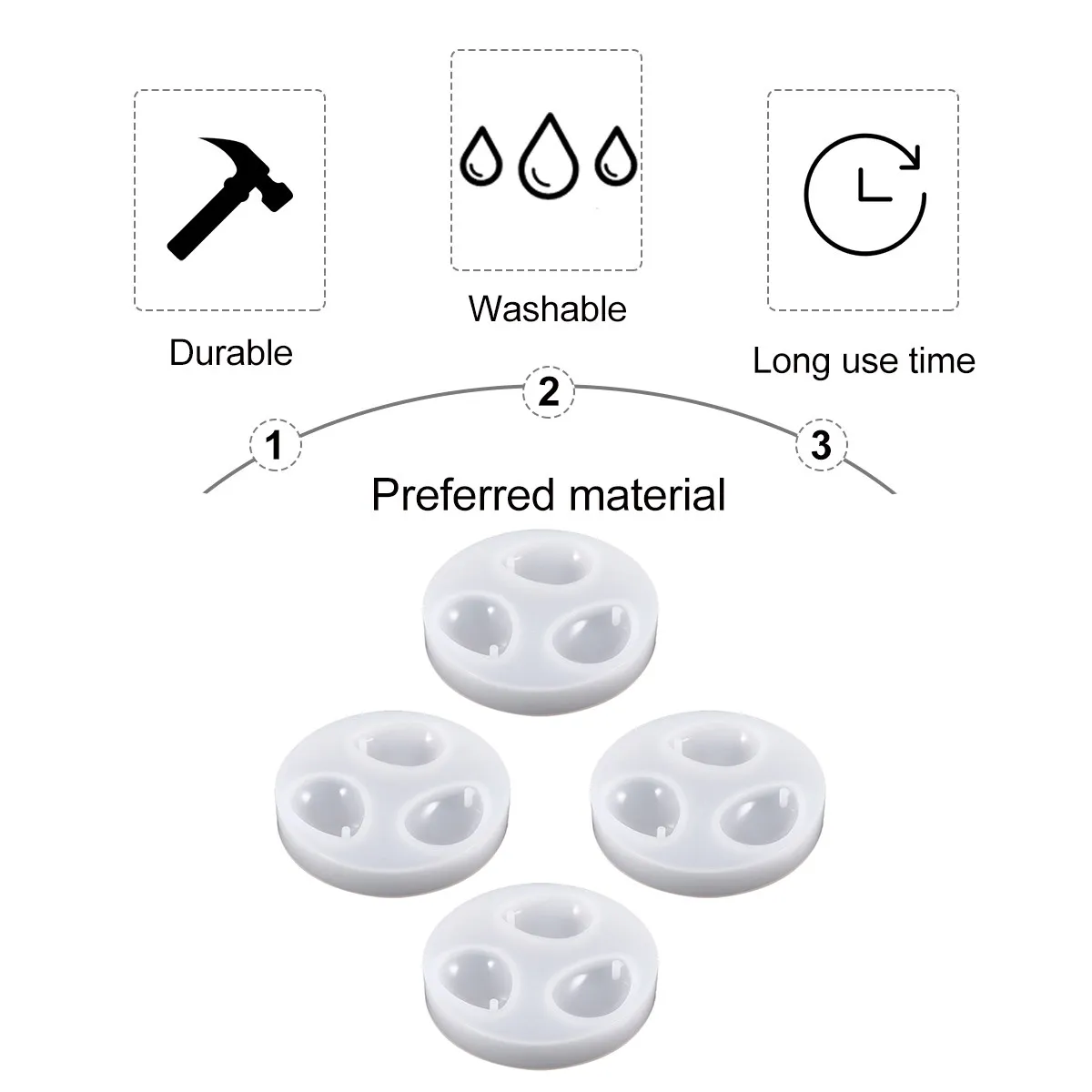 

4Pcs Silicone Time Mold DIY Perforated Jewelry Pendant Mould High Flexibility Transparent Epoxy Resin Casting Mold for Backpack