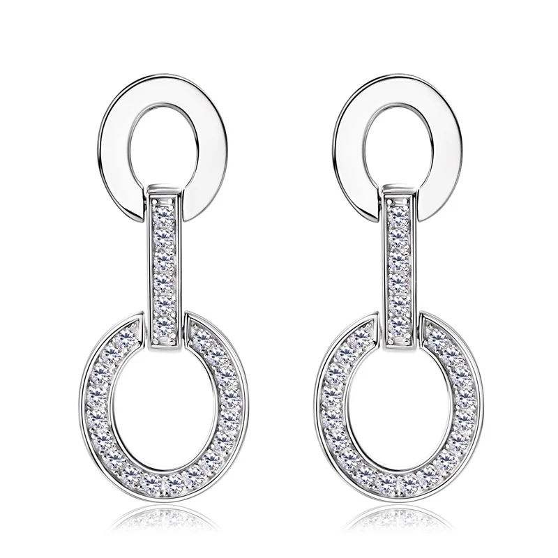 

Apaison 925 Sterling Silver Full 1.5 mm Moissanite Female Drop Earrings Hiphop Party Jewelry