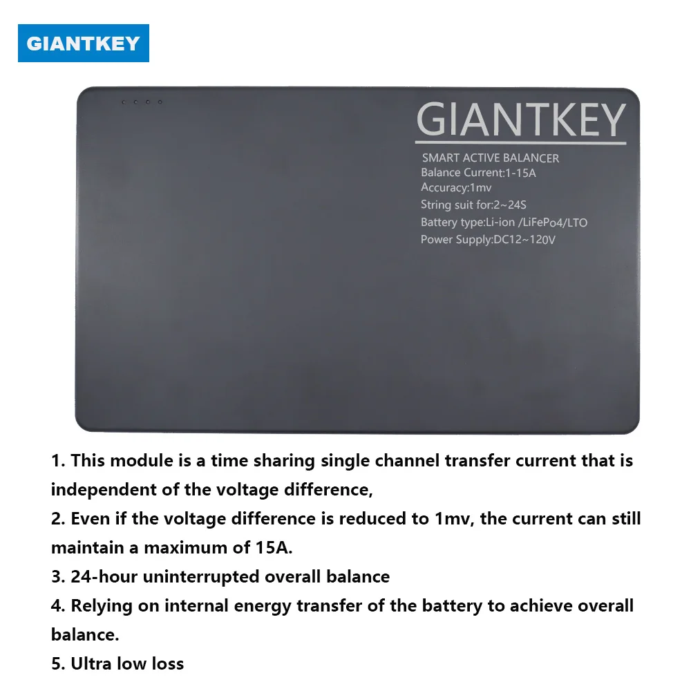 GIANTKEY Smart Active balance current 15A 12V 24V 36V 48V 72V 84V 80A 100A 150A 200A 600A Lifepo4 Li-Ion Battery 4S-24S With BT