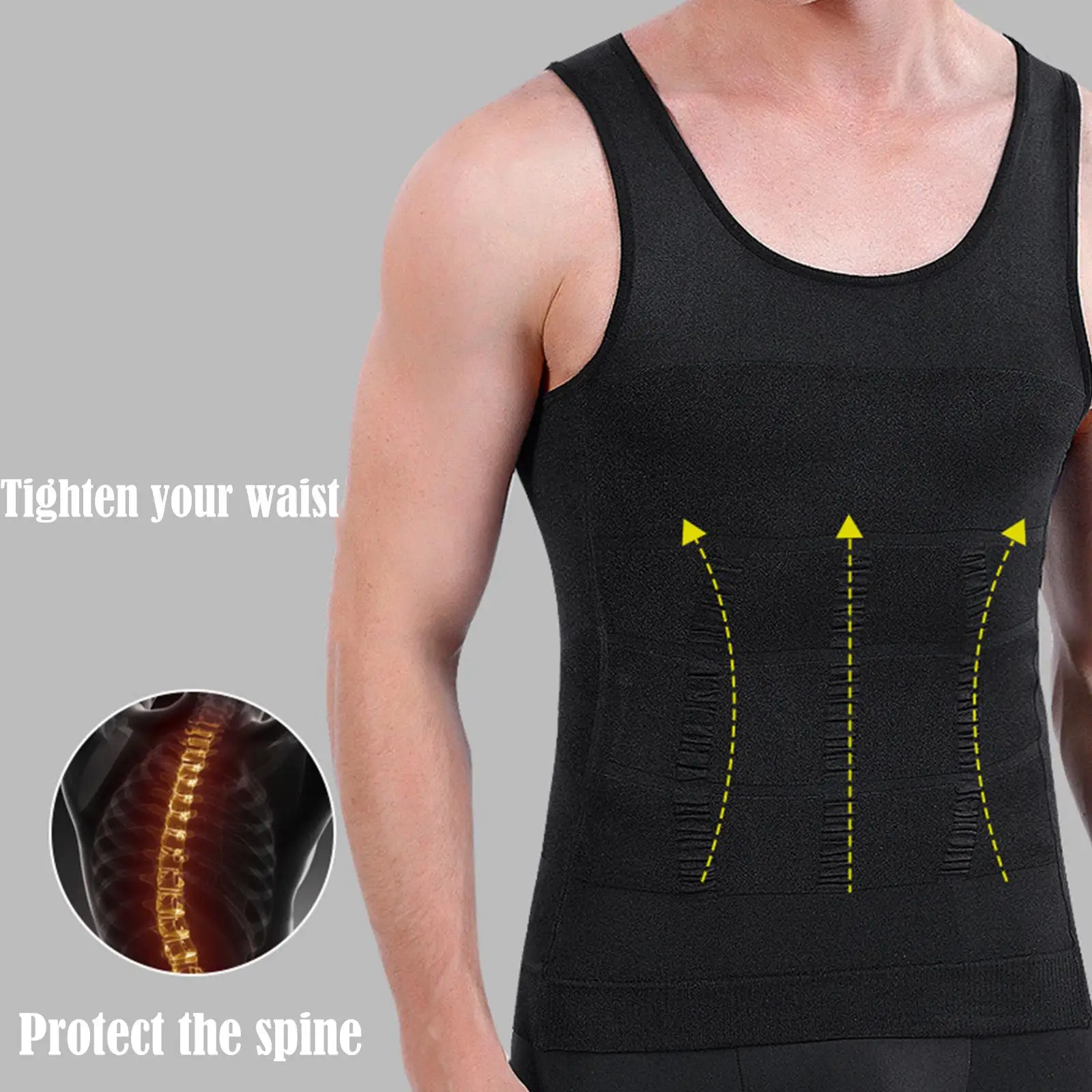 Tight Skinny Men Slimming Elastic Body Shapewear Vest Shirt Sport Breathable Fitness Compression Abdomen Tummy Waist Control Top