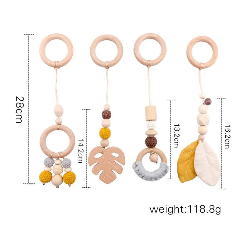 1Set Play Gym Wood Sensory Mobile Rattle Baby Toys Nordic Room Decoration Gift Infant Photography Prop Baby Rattles for Stroller