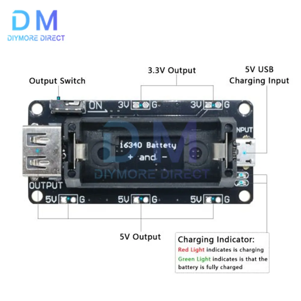 16340 Lithium Battery Shield Mobile Power Expansion Board Module Micro USB For Arduino