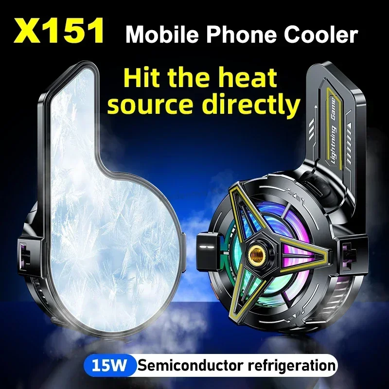 X151 ABS Mobile Phone Semiconductor Cooling Fan Radiator Magnetic Back-clip Game Cooler for IOS Android Live Streaming Heat Sink