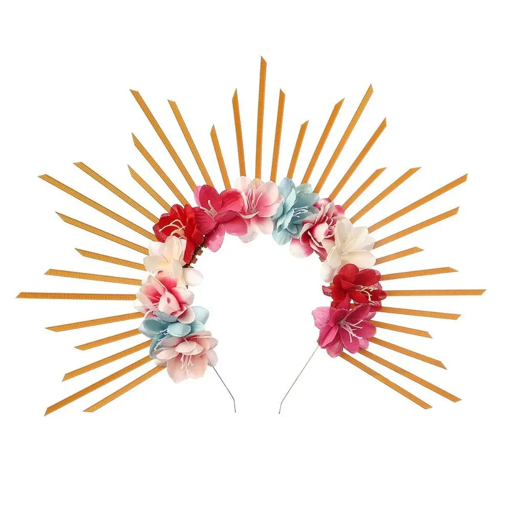 

Party Attire Halloween Goddess Halo Hair Hoop Artificial Flower Five-pointed Star Goddess Crown Tiaras Headband Multiple Colors