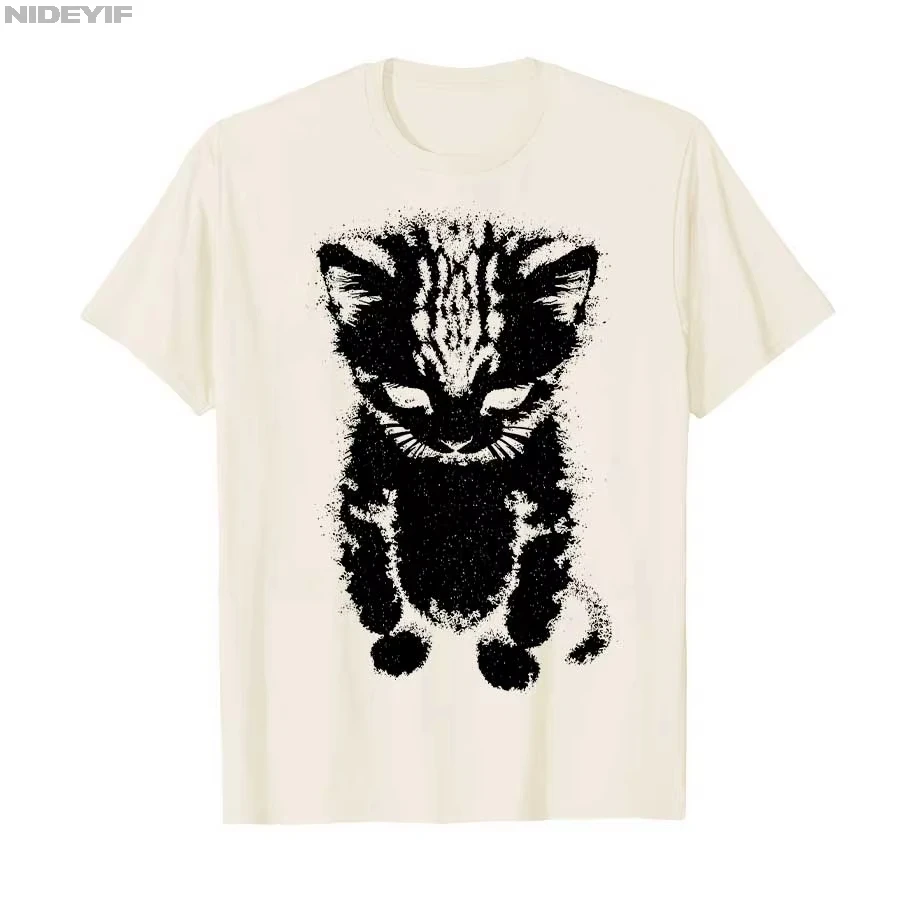 2026El Gato Sad Kitten Funny Meme Sad Crying Munchkin Cat Trendy T-shirt for Men Women Cotton T Shirts Short Sleeve Tops