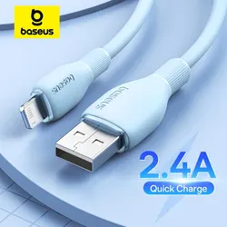 Baseus TPE 2.4A Fast Charging USB Cable for iPhone 14 13 Pro Max Xs Xr X 8 Plus Cable for iPhone iPad Air Mini 4 Charger Cable