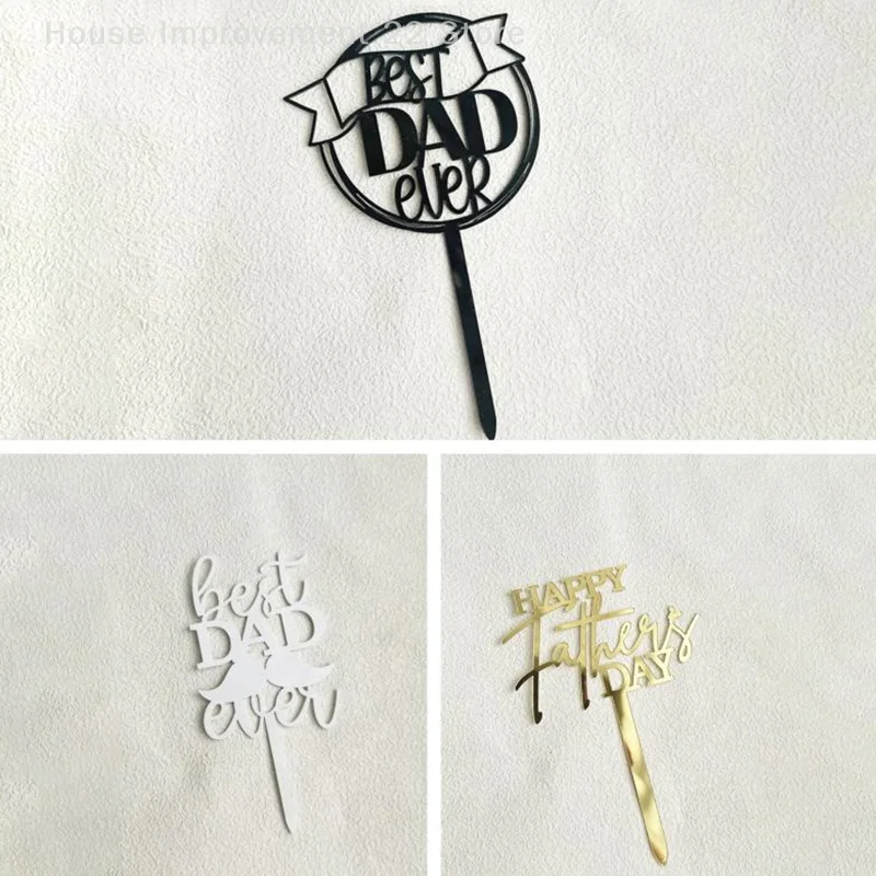 1pcs วันพ่ออะคริลิคปลั๊กอินเค้กตกแต่ง Happy Birthday Creative Baking ขนมตกแต่งพรรค
