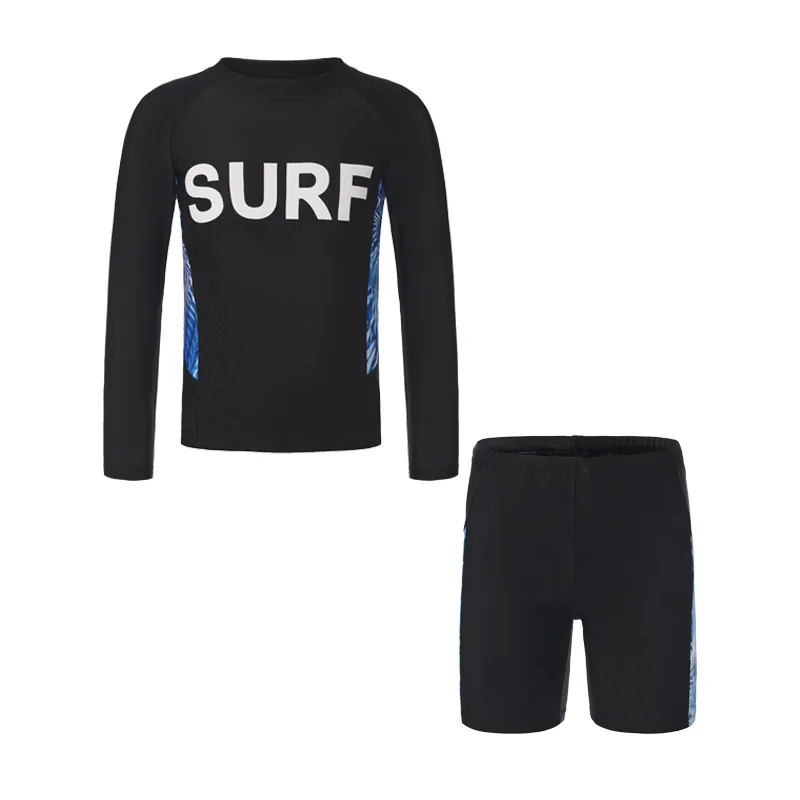 Boys' Swimwear: Long-Sleeve Two-Piece Set for Older Boys – Quick-Dry, UV-Protective, Professional Swimwear for Older Boys
