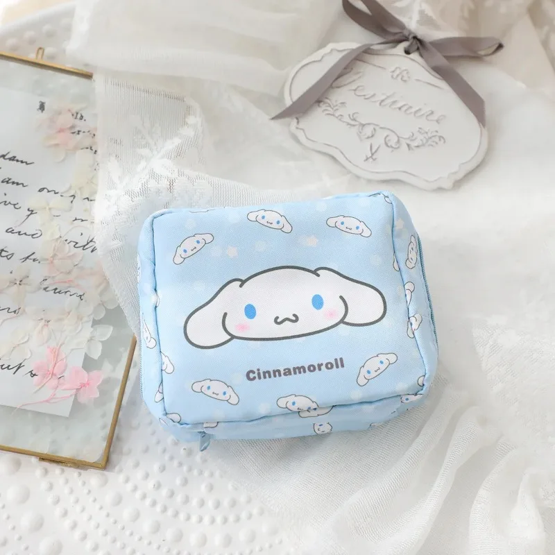 Lovely New Sanrio My Melody Cinnamoroll Kuromi Menstrual Bag Cute Girls Portable Large Capacity Sanitary Napkin Storage Bag Gift