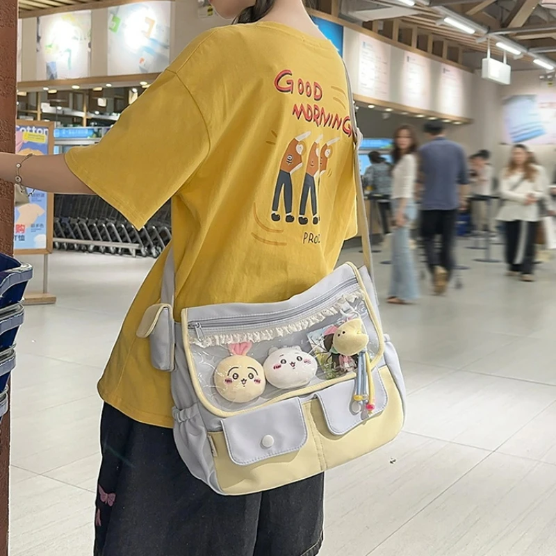 

Японская милая сумка Harajuku для девочек Ulzzang Y2K Ita, милая кукольная сумка, большая вместительная повседневная сумка через плечо, женская сумка на плечо