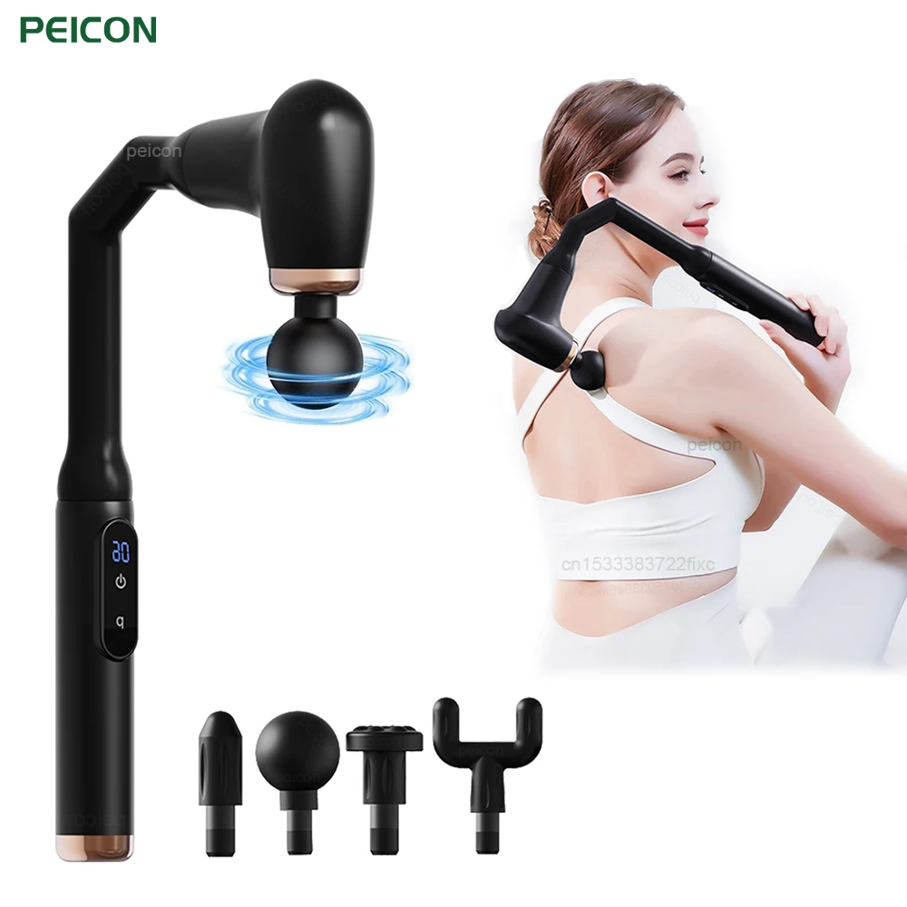 

Пистолет для фасции с удлиненной ручкой, массажный пистолет для плеч, ног, тела, массажный аппарат, высокочастотный профессиональный массажный пистолет для фасции