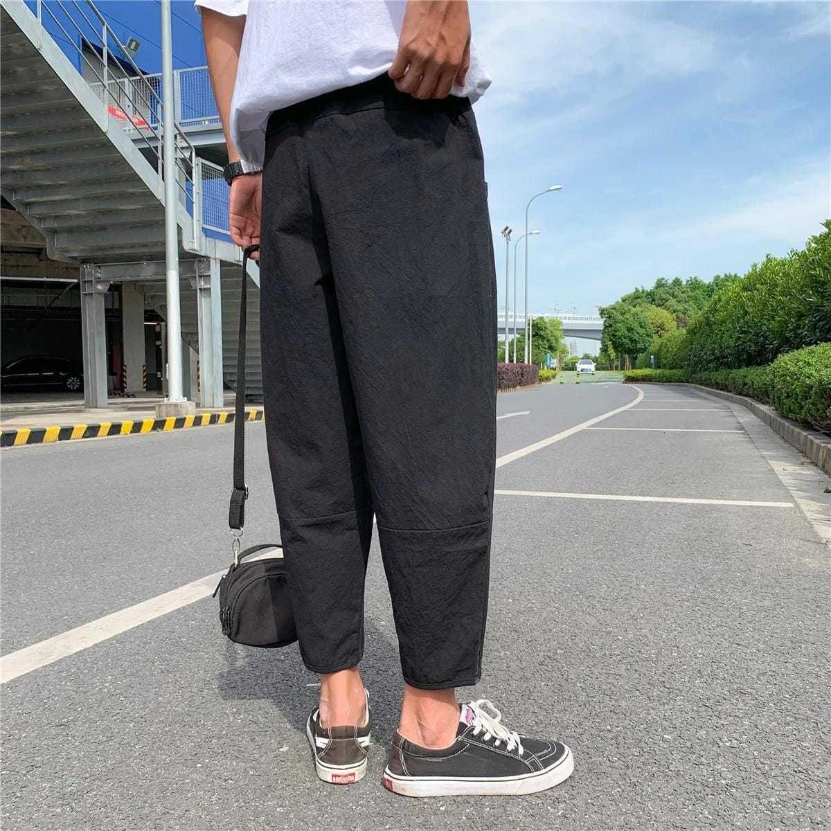 Summer Casual Pants Man Thin New in Low Price Stylish Aesthetic High Quality Fashion 2025 Clothes Polyester Y2k Trousers for Men