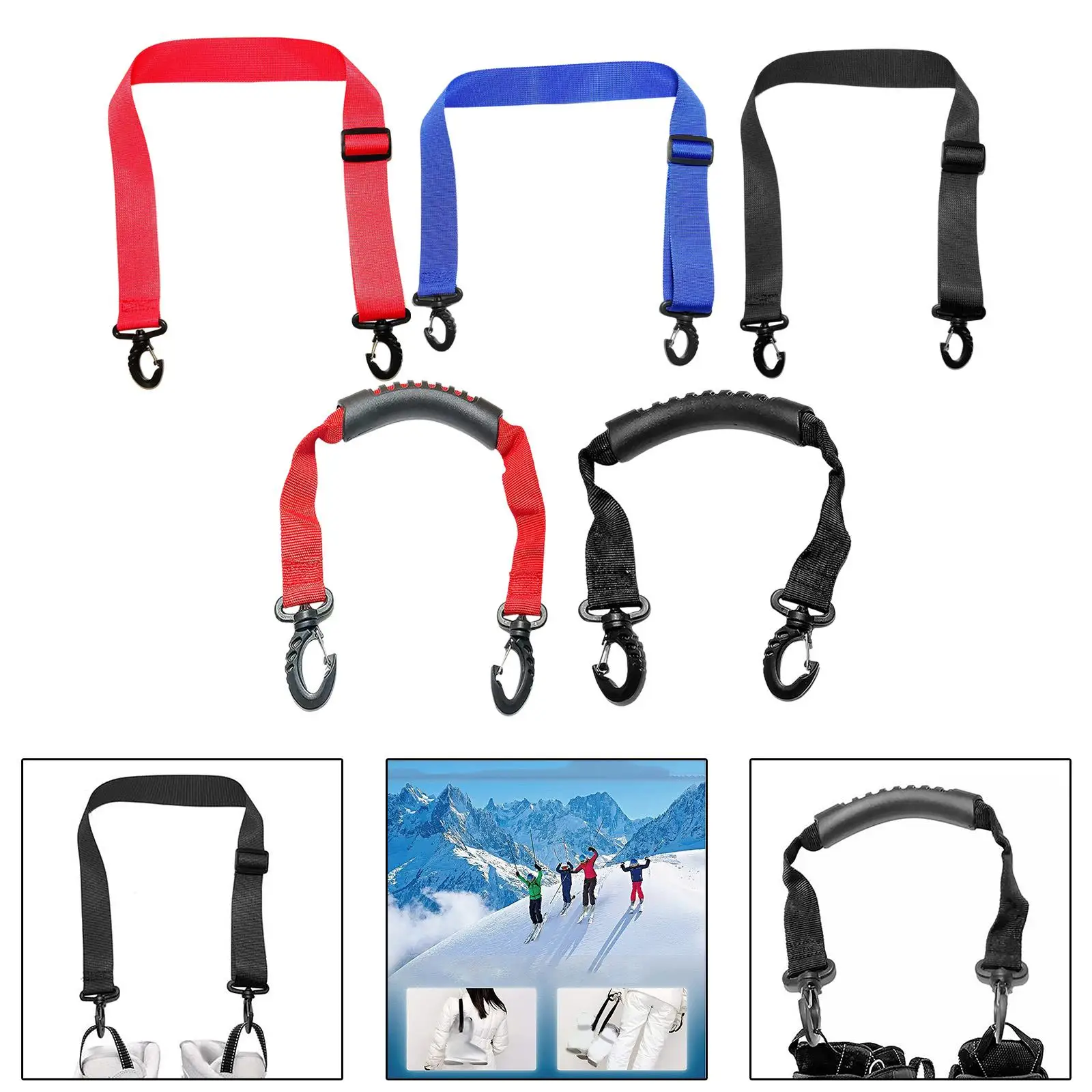 Ski and Snowboard Boot Carrier Strap Portable Skate Shoes Fixing Strap Nylon Shoulder Leash for Snowboarding Ski Sticks