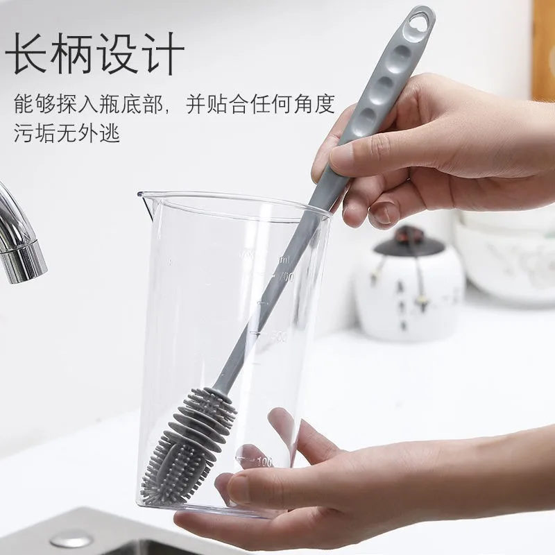 Silicone Cup Brush Cup Scrubber Glass Cleaner Kitchen Cleaning Tool Long Handle Drink Wineglass Bottle Glass Cup Cleaning Brush