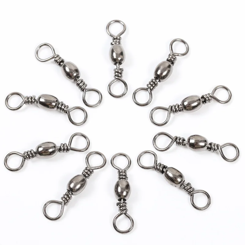 50 Pcs Solid Ring Fishing Swivel Bearing Stainless Steel Copper Alloy 360 Rotating Snap Connector Fishing Tackle Saltwater