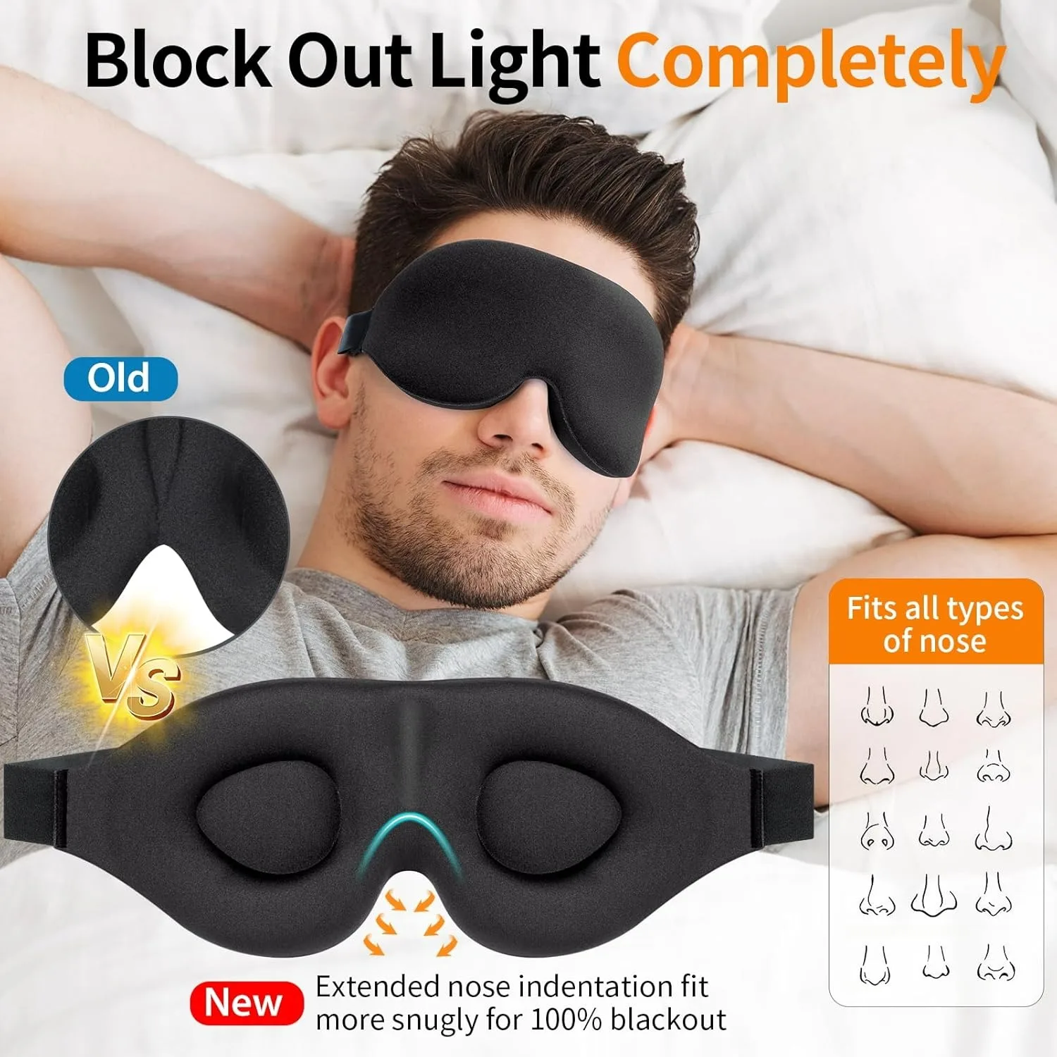 

3D Contoured Cup Eye Mask Block Out Light Soft Sleeping Eye Mask For Sleep Rest Relax Zero Pressure Breathable Travel Eyepatch