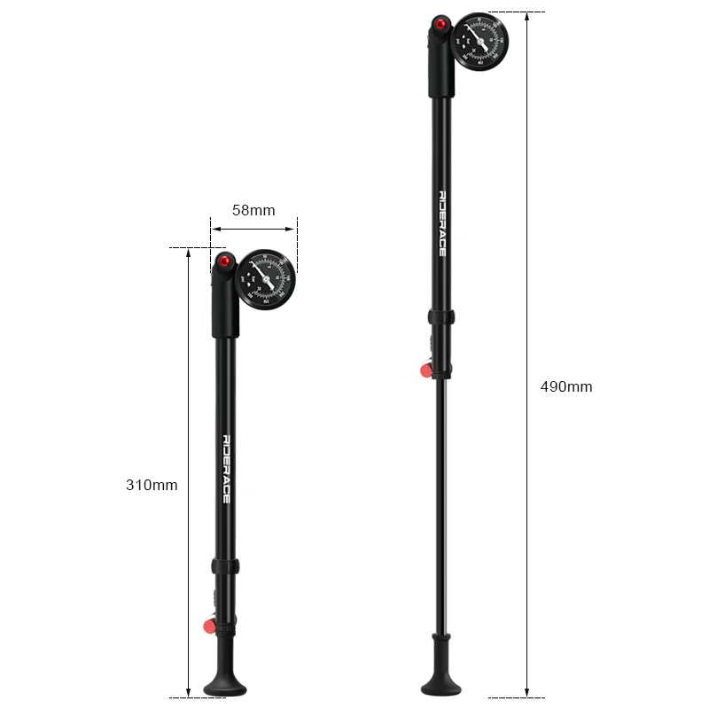 Bicycle Air Pump 300Psi High Pressure Schrader Presta Valve Bike Pump For Front Fork And Rear Suspension With Pressure Gauge