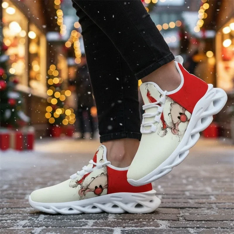Tênis masculino natal impresso sapatos leves das mulheres tênis anti deslizamento casual sapatos ao ar livre dos homens sapatos esportivos masculinos