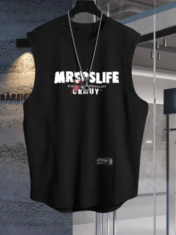 

High-End Cotton Svel Vest Men's plus Size 300 Pou Trendy Brand Simple Sport Fitn oulder ort Sve Summer