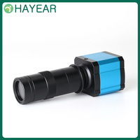 HAYEAR 21MP HDMI USB HD Industry Video Microscope Camera Digital Zoom 60fps Video Output +100X C-mount Lens for Phone PCB Repair