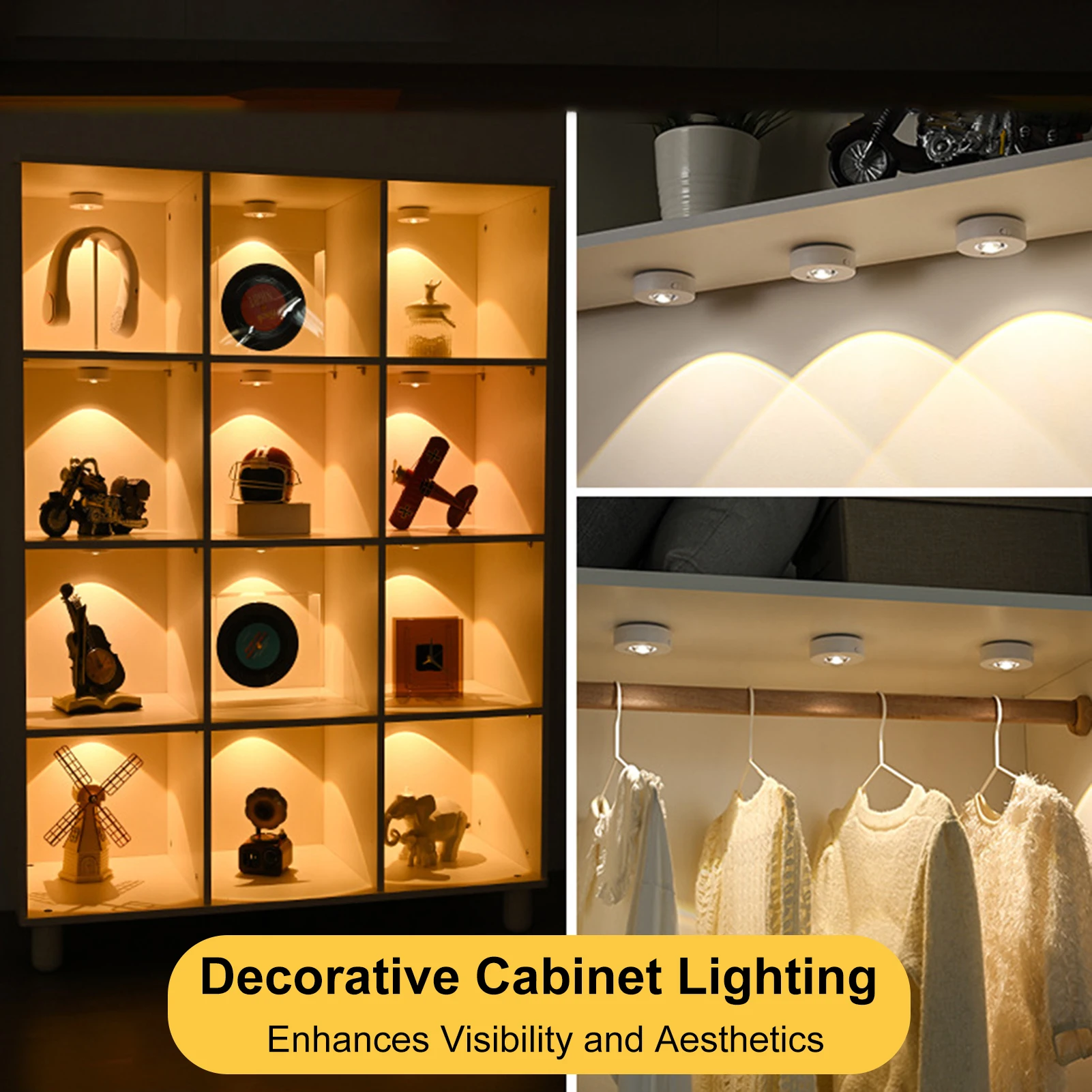 Magnetic LED Cabinet Light, Under Cabinet Lights with Remote, Type-C Rechargeable Cat Eye Lights Dimmable &amp Color Temperature