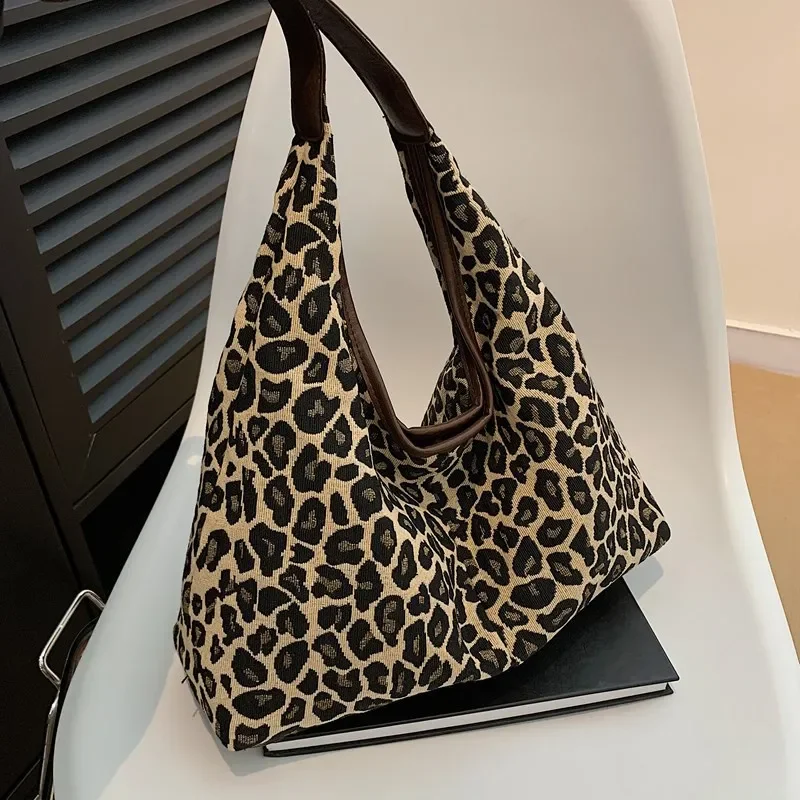Leopard print women's bag portable shoulder bag casual versatile simple large capacity