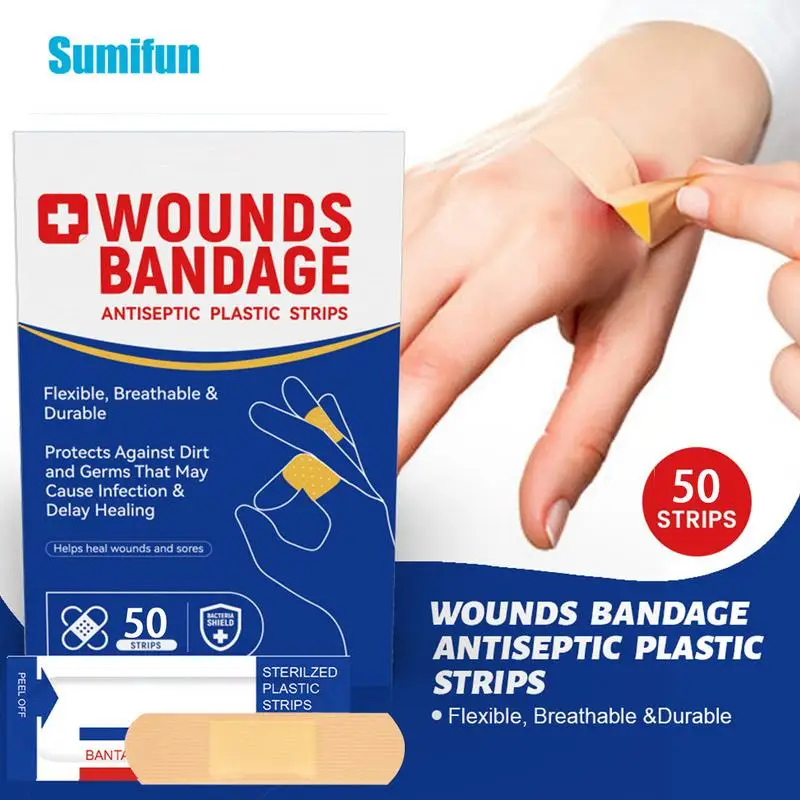 Adhesive Bandages 50Pcs Flexible Wound Plaster Patches Wound Plaster For Wound Care Adhesive Pad Health Care Knee Protector