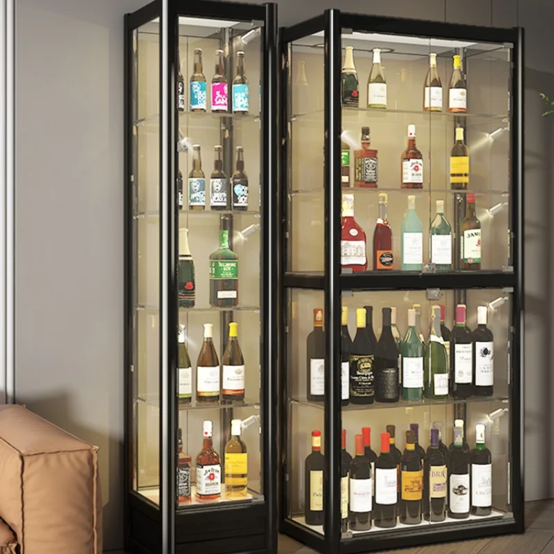 

Home Glass Wine Cabinets Luxury Simplicity Living Room Modern Wine Cabinets Wall Display Estante Vinos European Furniture QF50JG