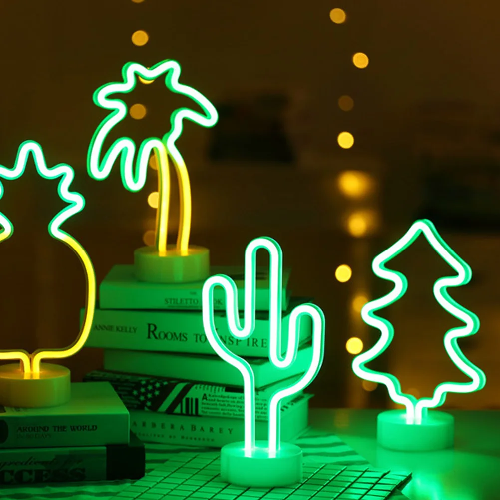 

Christmas Tree Neon Light LED Decorative Lamp Desktop Night Lights with Base for Kids Room Living Room (Green Christmas Tree, Ba