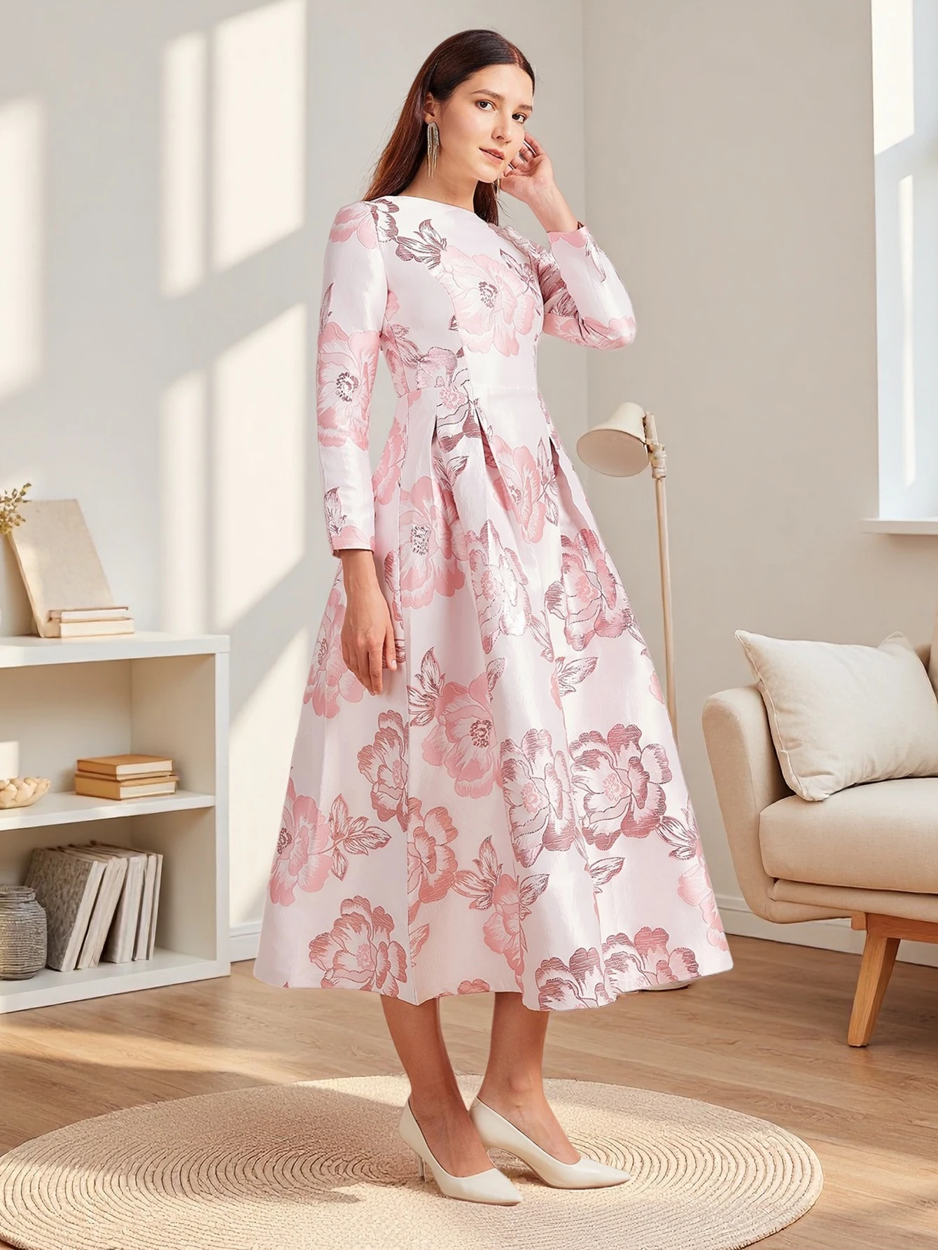 

DEVCHATA Elegant Luxury Jacquard Women Dress New Boho Floral Fashion Party Evening Long Maxi Dress Casual Clothing Vestidos