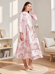 DEVCHATA Elegant Luxury Jacquard Women Dress New Boho Floral Fashion Party Evening Long Maxi Dress Casual Clothing Vestidos
