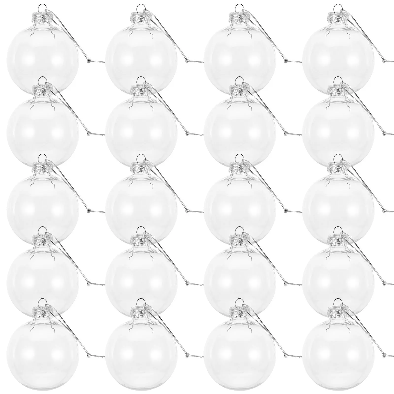 

25pcs Christmas Tree Hanging Baubles 8Cm Clear Fillable Plastic Ornaments Transparent Diy Crafts Decor For Holiday Wedding Party