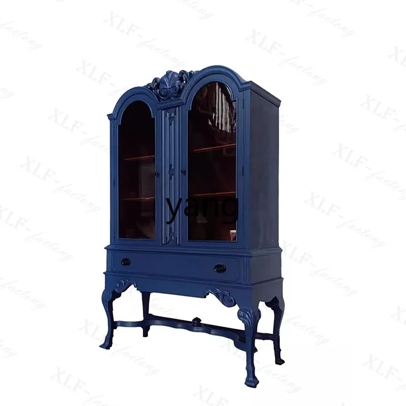 

LZR French double-door wine cabinet dining side cabinet old carved neoclassical storage cabinet